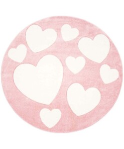 Tapis rond pour enfant Coeur 3D - rose/Crème - overzicht boven