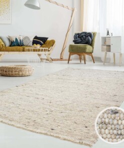 Tapis en laine tissé main Ylva - beige/gris - sfeer