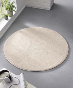 Tapis Rond poil ras Qualis - Crème - sfeer