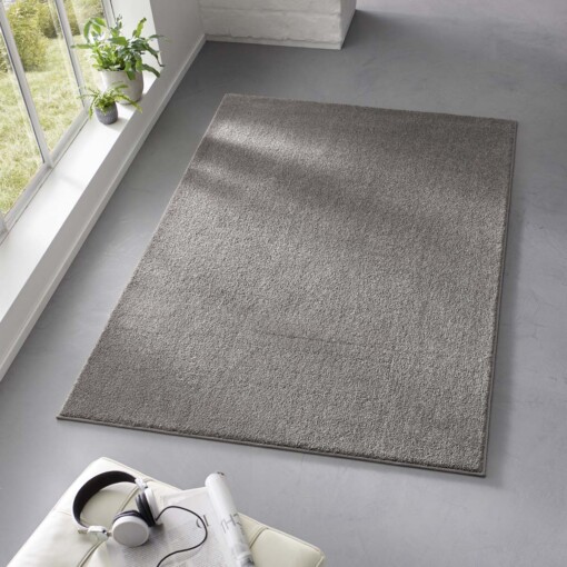 Tapis poil ras Qualis - gris foncé - sfeer