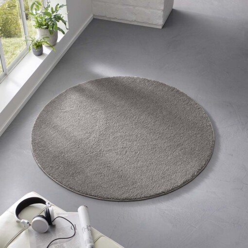 Tapis Rond poil ras Qualis - gris foncé - sfeer