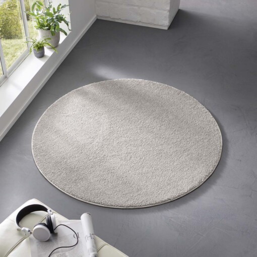 Tapis Rond poil ras Qualis - gris - sfeer