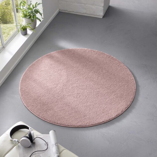 Tapis Rond poil ras Qualis - rose - sfeer