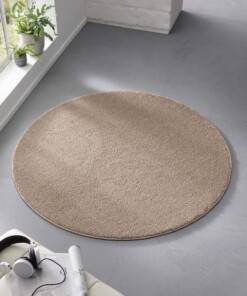 Tapis Rond poil ras Qualis - taupe - sfeer