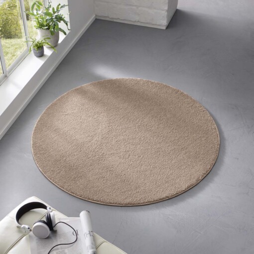 Tapis Rond poil ras Qualis - taupe - sfeer