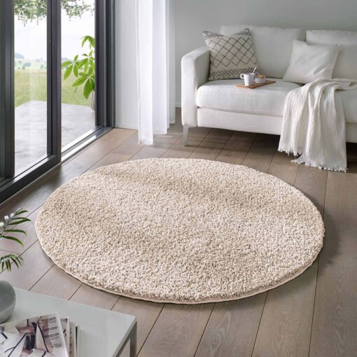 Tapis Rond poils longs Classic - Crème - sfeer