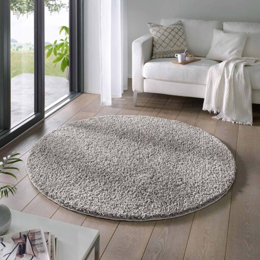 Tapis Rond poils longs Classic - gris - sfeer