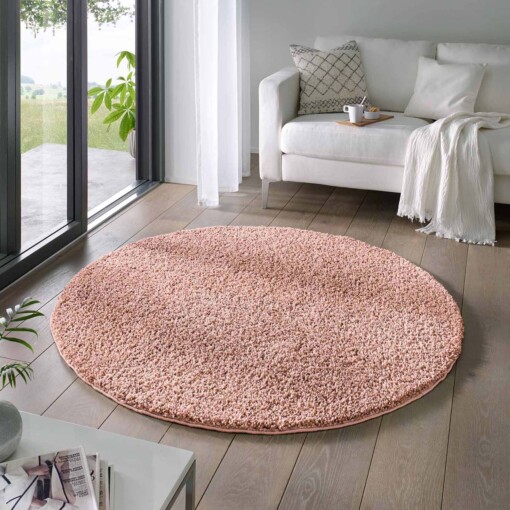 Tapis Rond poils longs Classic - rose - sfeer