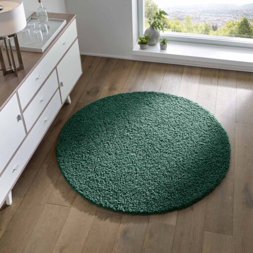 Tapis poils longs Rond Spectrum - vert émeraude - sfeer