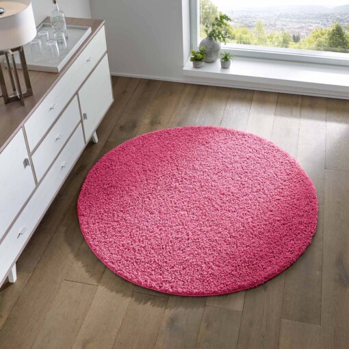 Tapis poils longs Rond Spectrum - rose - sfeer