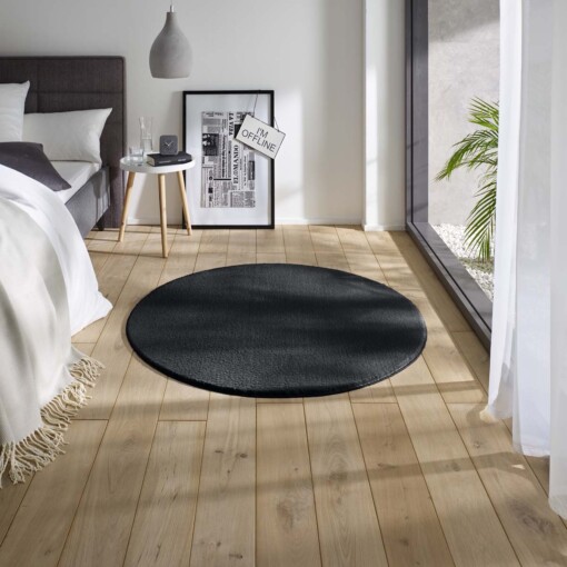 Tapis Rond moelleux Loft - noir (lavable à 30°C) - sfeer