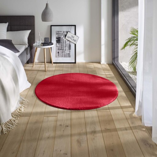 Tapis Rond moelleux Loft - rouge (lavable à 30°C) - sfeer