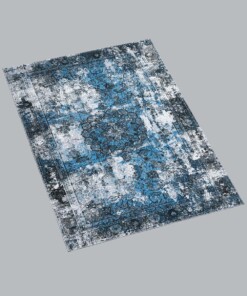 Tapis vintage Nostalgia N°1 - bleu - overzicht schuin