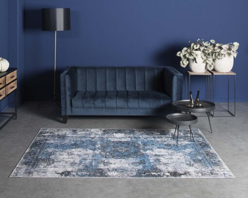 Tapis vintage Nostalgia N°1 - bleu - sfeer