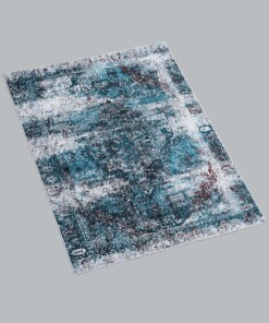 Tapis vintage Nostalgia N°2 - bleu - overzicht schuin