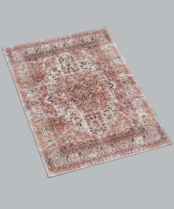 Tapis vintage Nostalgia N°3 - orange - overzicht schuin