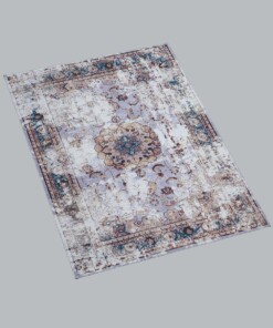 Tapis vintage Nostalgic N°4 - violet/bleu - overzicht schuin