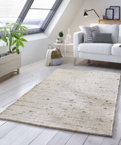 Tapis en laine tissé main Oslo - Crème/gris - sfeer