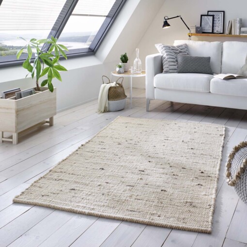 Tapis en laine tissé main Oslo - Crème/gris - sfeer