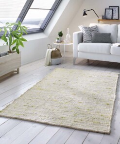 Tapis en laine tissé main Oslo - Crème/vert - sfeer