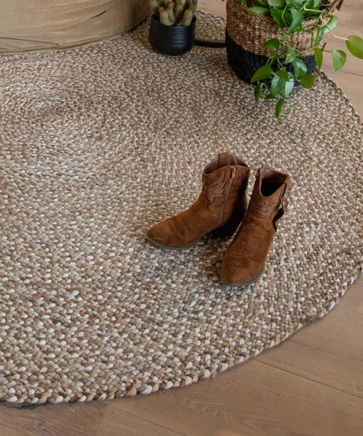 Tapis jute tressé Rond - naturel/Multi