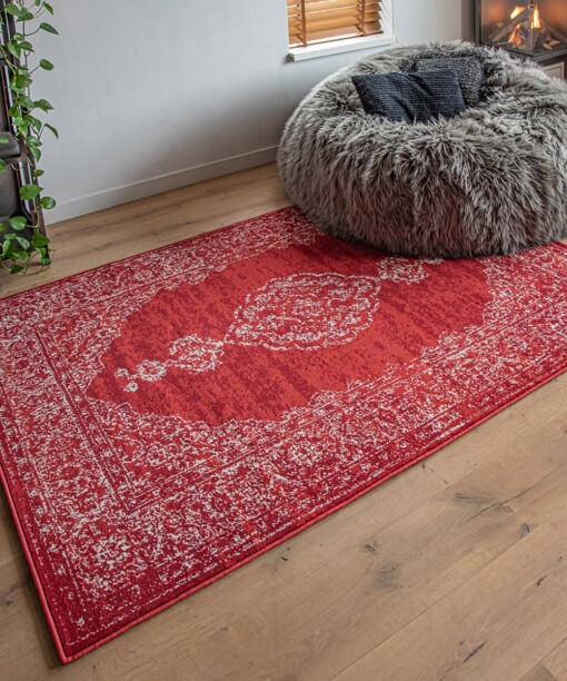 Tapis Rond vintage Pixel - rouge