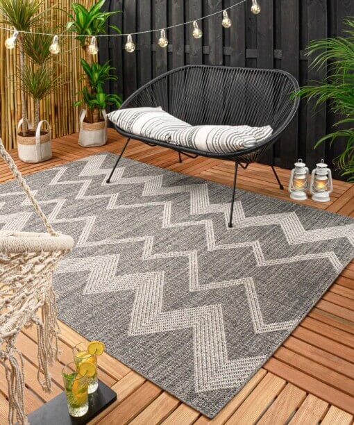 Tapis d'extérieur Zig zag Sunny - gris - sfeer