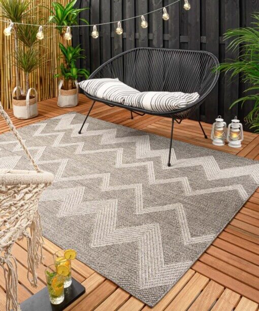 Tapis d'extérieur Zig zag Sunny - argent - sfeer