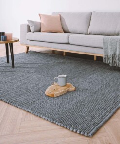 Tapis laine Lett - bleu acier - sfeer