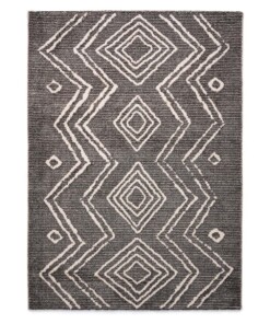 Tapis berbère pas cher Beni Ouarain Bahij - gris anthracite/noir - overzicht boven