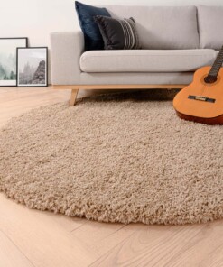 Tapis Rond poils longs Shaggy Grand - beige