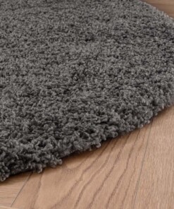 Tapis Rond poils longs Shaggy Grand - gris foncé