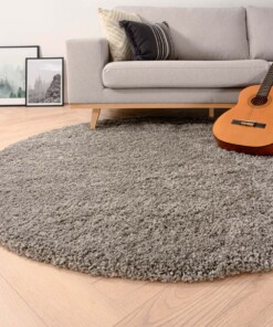 Tapis Rond poils longs Shaggy Grand - gris clair