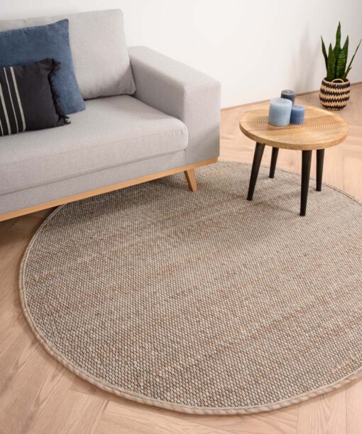 Tapis en laine Rond Lett - beige/Crème