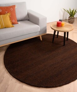 Tapis en laine Rond Lett - marron foncé