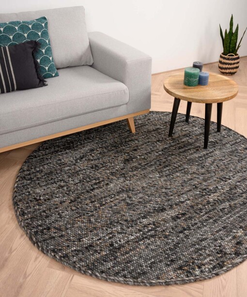 Tapis en laine Rond Lett - gris/marron