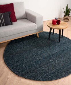 Tapis en laine Rond Lett - bleu canard