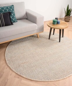 Tapis en laine Rond Lett - blanc/beige