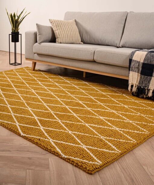 Tapis en laine losange Vinduer - jaune moutarde/Crème - sfeer