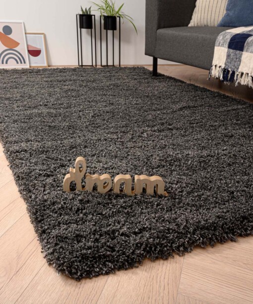 Tapis poils longs Cozy Shaggy - gris foncé