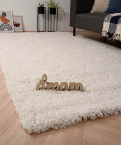 Tapis poils longs Rond Cozy Shaggy - blanc