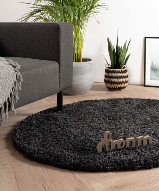 Tapis poils longs Rond - Cozy Shaggy - Anthracite - sfeer