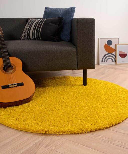 Tapis Rond poils longs Shaggy Trend - jaune - sfeer