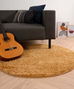 Tapis rond poils longs Shaggy Trend - or - sfeer