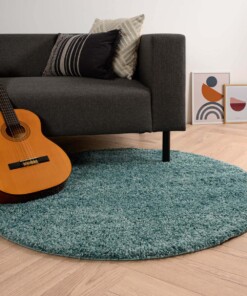 Tapis rond poils longs Shaggy Trend - bleu clair - sfeer