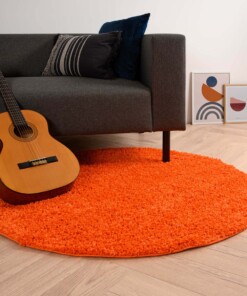 Tapis rond poils longs Shaggy Trend - orange - sfeer