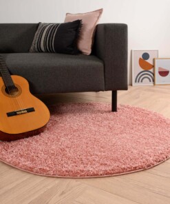 Tapis rond poils longs Shaggy Trend - rose - sfeer