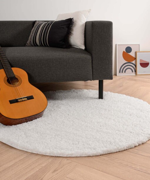 Tapis rond poils longs Shaggy Trend - blanc - sfeer