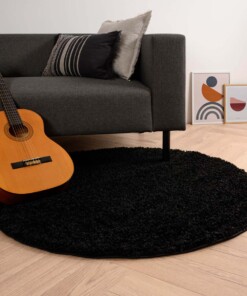 Tapis rond poils longs Shaggy Trend - noir - sfeer