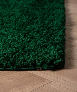 Tapis Carré poils longs Shaggy Trend - vert émeraude - close up hoek